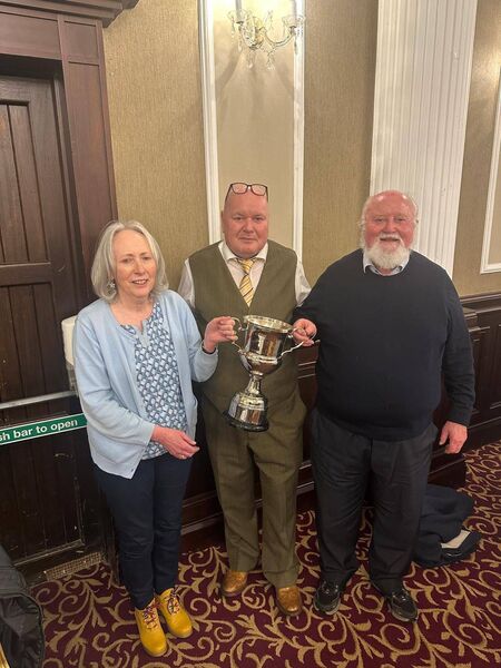 Pat McCormack and David Cope, winners of the inaugural Sheila Gallagher Memorial Cup with Micheal Gallagher representing Gallagher family. Pat McCormack and David Cope, winners of the inaugural Sheila Gallagher Memorial Cup with Micheal Gallagher representing Gallagher family.