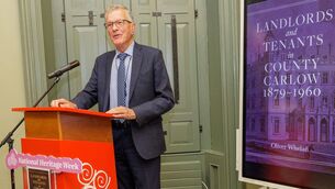 <p>Oliver Whelan says a few words at the launch of his book </p>
