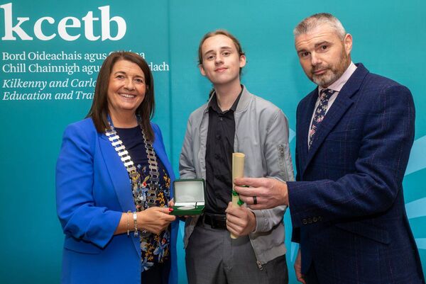 Jake Ayres from Tyndall College receives his Student of year award from cllr Andrea Dalton. Also shown is school principal, Gerry McGill Jake Ayres from Tyndall College receives his Student of year award from cllr Andrea Dalton. Also shown is school principal, Gerry McGill