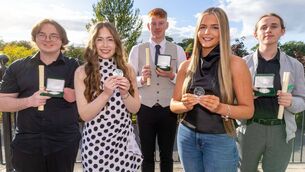 <p>KCETB Student of the year awards were Joseph Hickey (Coláiste Aindriú), Faith Nic Aogáin (Gaelcholáiste Cheatharlach, Mark Kinsella (Coláiste Eoin), Sophie Maher (Borris College) and Jake Ayres (Tyndall College) Photo: © Michael O'Rourke Photography 2026</p> <p>KCETB Student of the year awards were Joseph Hickey (Coláiste Aindriú), Faith Nic Aogáin (Gaelcholáiste Cheatharlach, Mark Kinsella (Coláiste Eoin), Sophie Maher (Borris College) and Jake Ayres (Tyndall College) Photo: © Michael O'Rourke Photography 2026</p>