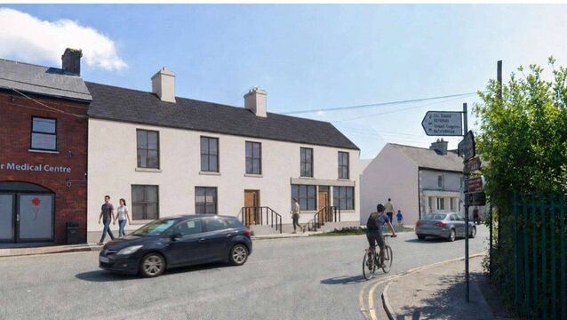 <p>An artists rendering of the proposed redevelopment of Kealy's Bar on Main St, Hacketstown for social and affordable housing Image: Ailtirí Architects.</p>