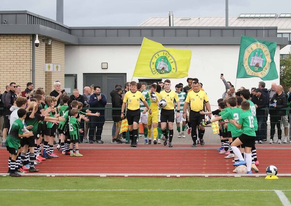 The Villa and CK United teams made their way onto the pitch at SETU Campus Carlow.