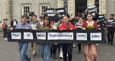 College staff and students stage demonstration