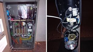 <p>Photo of the damaged traffic light.</p> <p>Photo of the damaged traffic light.</p>