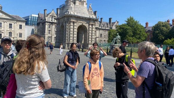 Visiting Trinity College, Dublin with Stephen Dargan during the summer