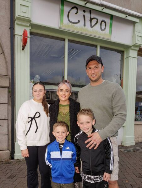 Businessman, Ricky Tavolieri with his wife, Tracy, sons, Alvi and Rio and niece, Halle Payne outside his cafe, Cibo