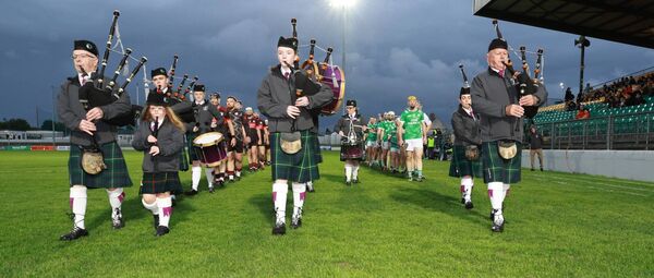 The Killeshin Pipe Band lead out the teams at Netwatch Cullen Park. Photos: Pat Ahern. The Killeshin Pipe Band lead out the teams at Netwatch Cullen Park. Photos: Pat Ahern.