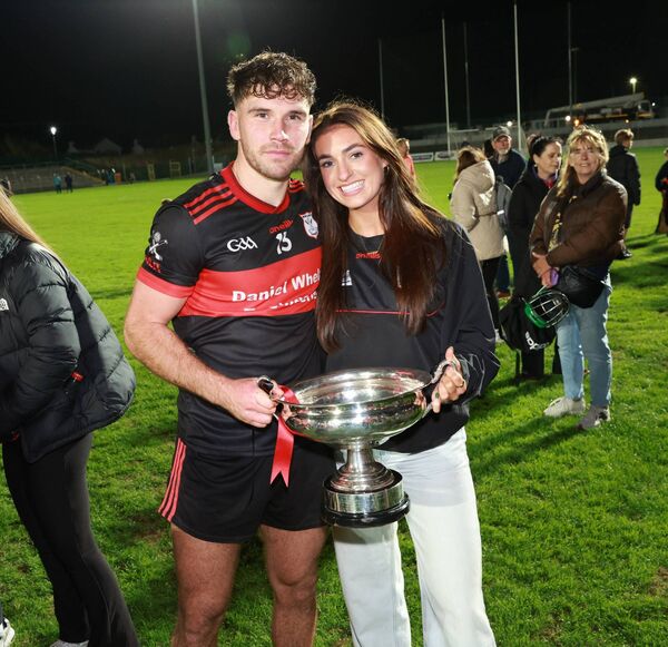 Chris Nolan with girlfriend Laura Murphy and the Willie O'Connor Cup after his outstanding performance in Saturday evening's Senior Hurling Final. Photo: Pat Ahern Chris Nolan with girlfriend Laura Murphy and the Willie O'Connor Cup after his outstanding performance in Saturday evening's Senior Hurling Final. Photo: Pat Ahern