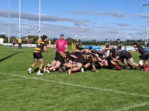 Noah Cope directs the Carlow scrum in the first half. Noah Cope directs the Carlow scrum in the first half.