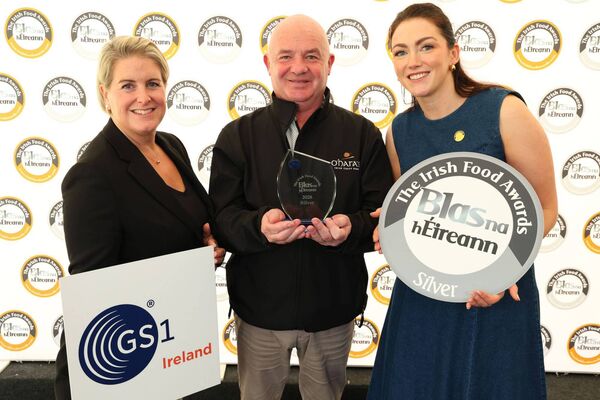 Shane Coffey from Carlow Brewing who won silver at the Blas na hÉireann Awards 2026 in Dingle. Presented by Rachel Clifford and Maria Svejdar