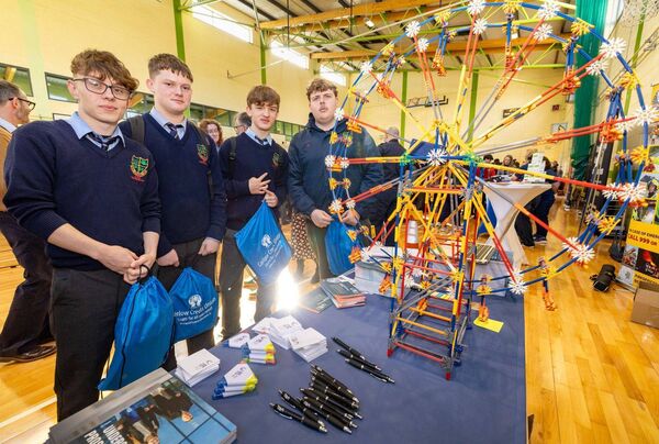 Evan Glynn, Aaron Byrne, Julian Zurpriggen and Philip Libner from St Mary's Academy CBS at the Options careers fair Evan Glynn, Aaron Byrne, Julian Zurpriggen and Philip Libner from St Mary's Academy CBS at the Options careers fair