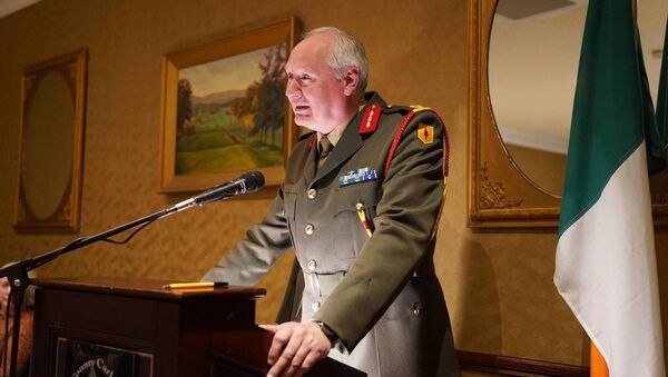 Brigadier General Stephen Ryan speaking about the United Nations peacekeeping operations in Lebanon
