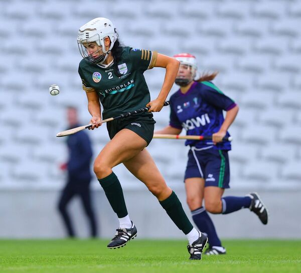 Rebecca Kelly on the ball for Ireland during the Shinty/Camogie International at SuperValu Pairc UiChaoimh Photo: INPHO/Tom O'Hanlon Rebecca Kelly on the ball for Ireland during the Shinty/Camogie International at SuperValu Pairc UiChaoimh Photo: INPHO/Tom O'Hanlon