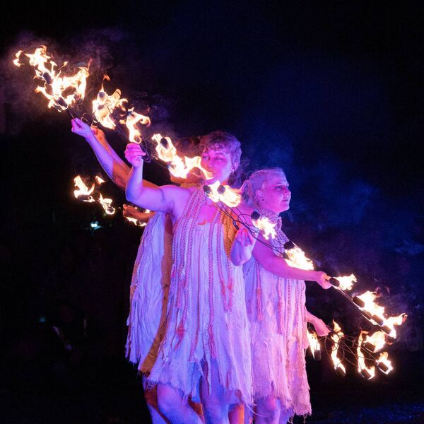 The opening of the Samhan Festival took place on Friday night with a light and fire show by performance group, Volkidàna Photo: Annabelle Hamil 
