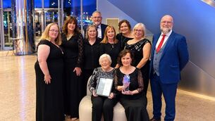 <p>Tullow Pride of Place committee picturd at the gala awards at the Convention Centre, Dublin. Sitting L-R: Mary Walsh, Mary Doyle. Standing L-R: Nicola Brennan, Peg Ryan, Eileen Doyle, Denis Ryan, Sue Tracey, Nicola Timmons, Kathy Walsh and cllr William Paton </p> <p>Tullow Pride of Place committee picturd at the gala awards at the Convention Centre, Dublin. Sitting L-R: Mary Walsh, Mary Doyle. Standing L-R: Nicola Brennan, Peg Ryan, Eileen Doyle, Denis Ryan, Sue Tracey, Nicola Timmons, Kathy Walsh and cllr William Paton </p>