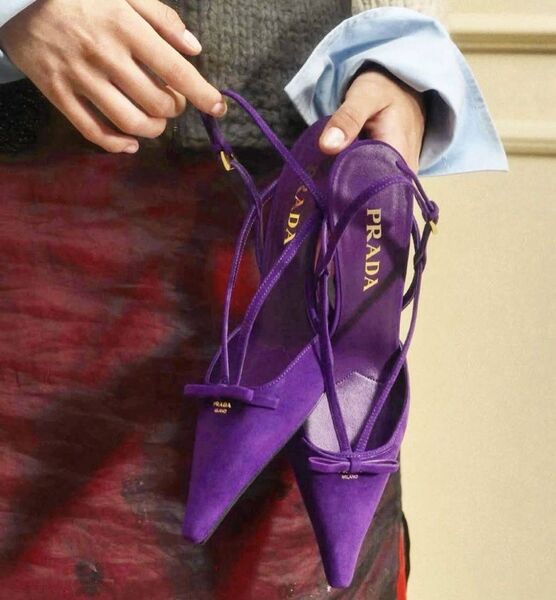 Prada's purple velvet slingbacks. Prada's purple velvet slingbacks.